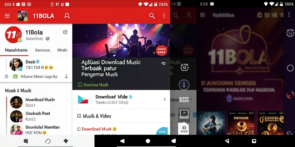 Tampilan antarmuka 11BOLA yang ramah pengguna untuk Download Musik.