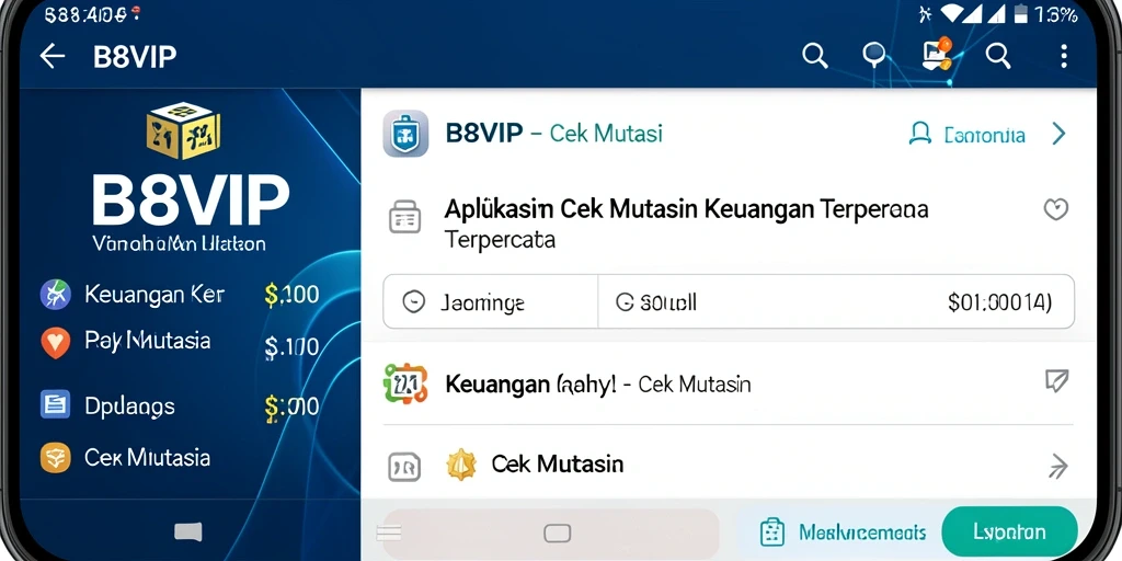 Antarmuka B8VIP untuk cek mutasi transaksi yang informatif.