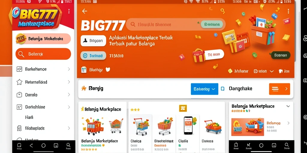 Antarmuka aplikasi BIG777 yang menarik untuk berbelanja.