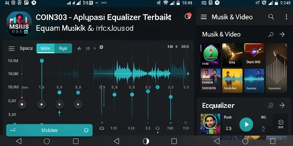 Screenshot aplikasi COIN303 menampilkan antarmuka Equalizer yang menarik.