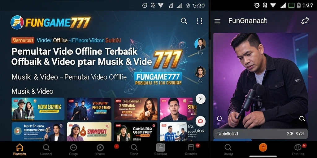 Tampilan antarmuka pengguna FUNGAME777 untuk Pemutar Video Offline yang efisien.