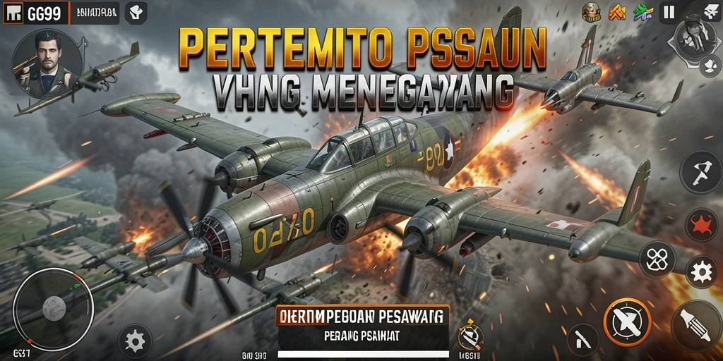 Screenshot menunjukkan pesawat tempur dalam aksi pertempuran udara.