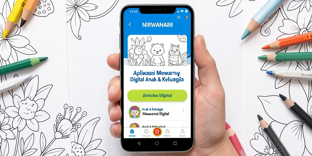 Screenshot aplikasi NIRWANA88 menampilkan berbagai pilihan gambar mewarnai.