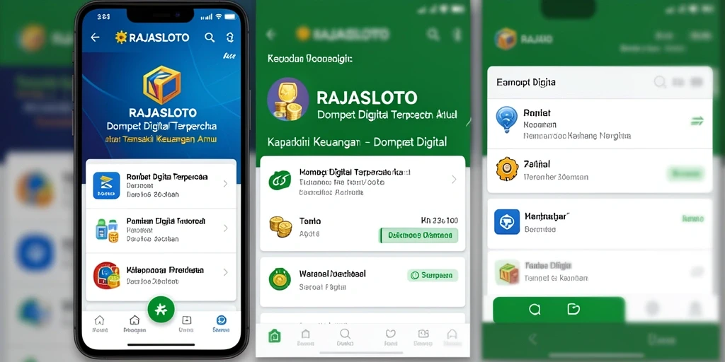 Screenshot antarmuka utama RAJASLOTO menampilkan fitur Dompet Digital yang intuitif.