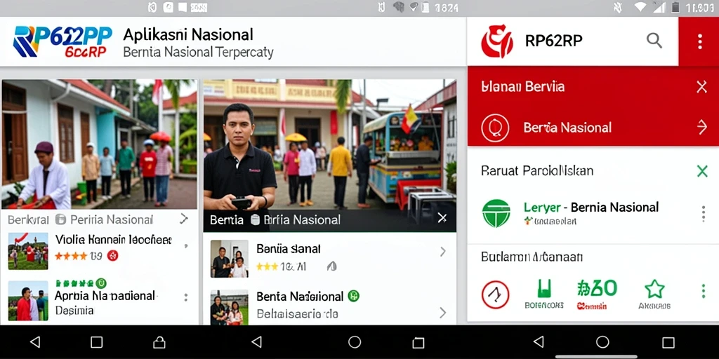 Antarmuka aplikasi RP62RP yang menampilkan berita nasional terkini.