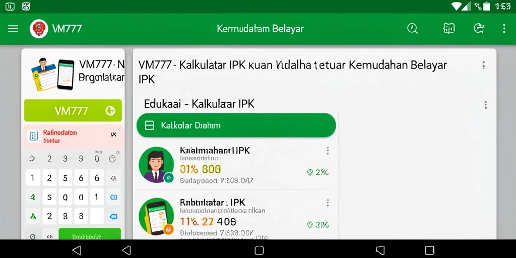 Tampilan antarmuka VM777 yang sederhana dan intuitif untuk Kalkulator IPK.